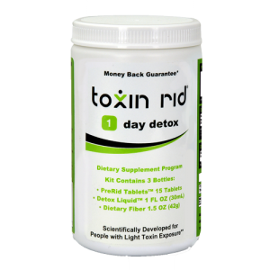 Toxin Rid 1 day detox in a white container